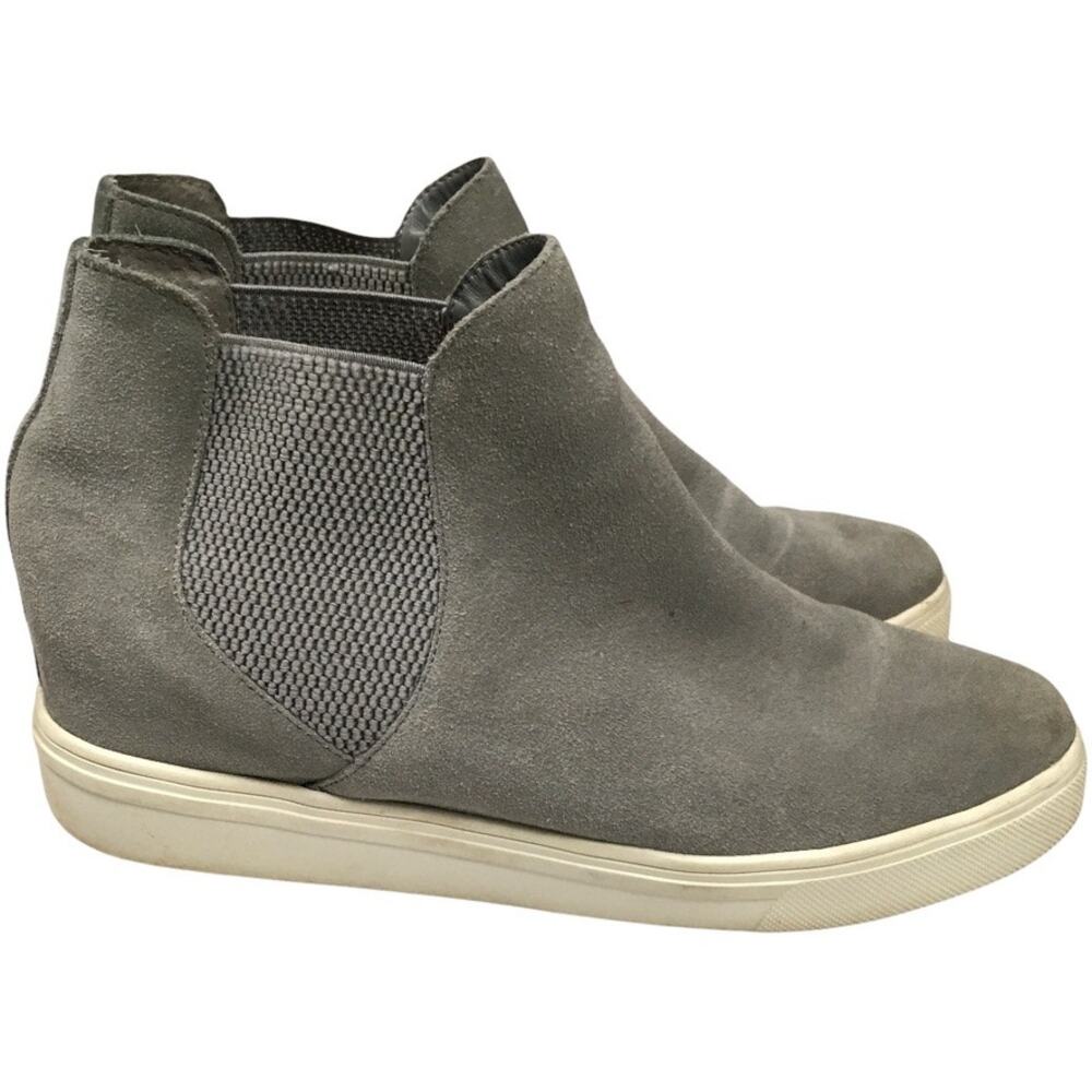 Steve Madden Sultan Shoes Chelsea Wedge Sneakers Grey Leather Slip On Women's 10